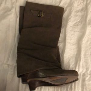 Naughty Monkey Wooden Wedge Suede Boots